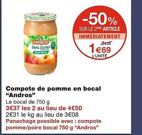 Promo Compote De Pomme En Bocal Andros Chez Monoprix Icatalogue Fr