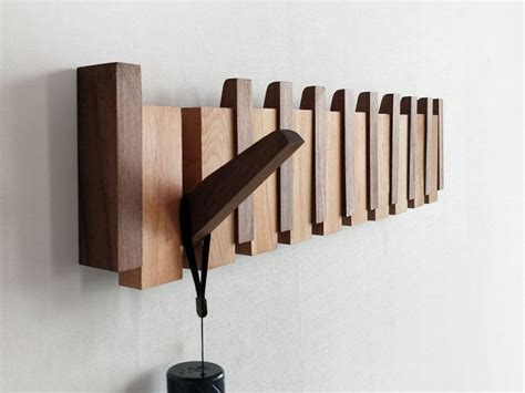 Solid Wood Wall Mounted Piano Coat Rack Easy To Install Flip Down