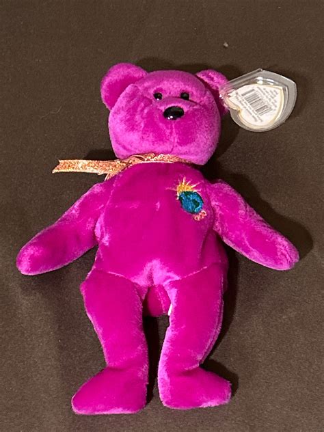 Rare Ty Beanie Baby Millennium Millenium Purple Bear Retired Etsy