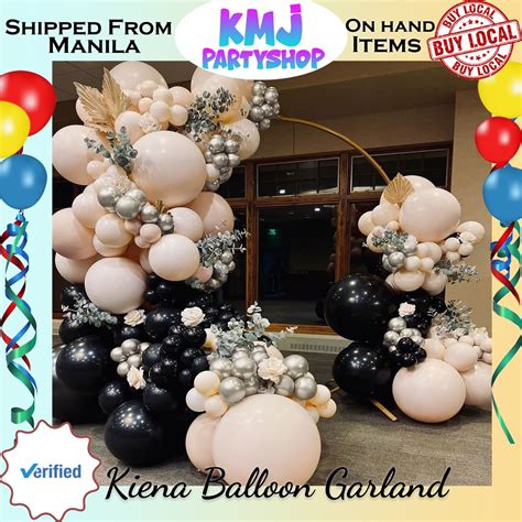 Kiena Balloon Nude Black Silver Balloon Garland Kit Double Stuffed