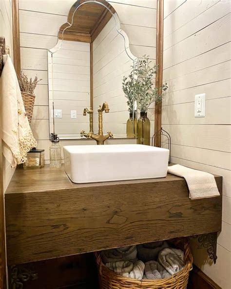 Charming Farmhouse Bathroom With Antique Wood Vanity Soul And Lane