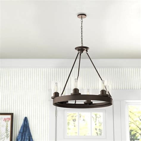 Gracie Oaks Aadhvik Light Dimmable Wagon Wheel Chandelier Reviews