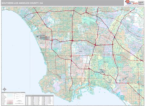 Southern Los Angeles County Metro Area, CA Zip Code Map - Premium