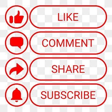 Some Red And White Buttons That Say Like Comment Comment Share Subscribe