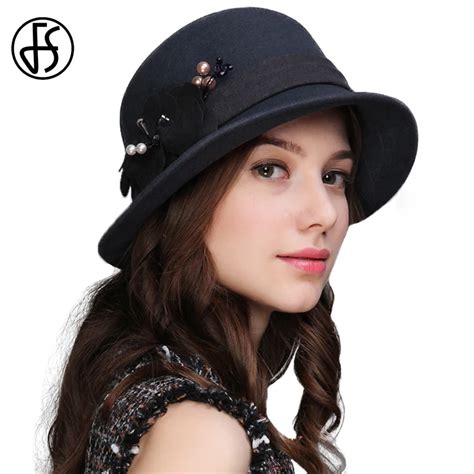 Fs Autumn Winter Women Flower Fedoras Pure Wool Felt Hat Wide Brim Elegant Ladies Fedora Church