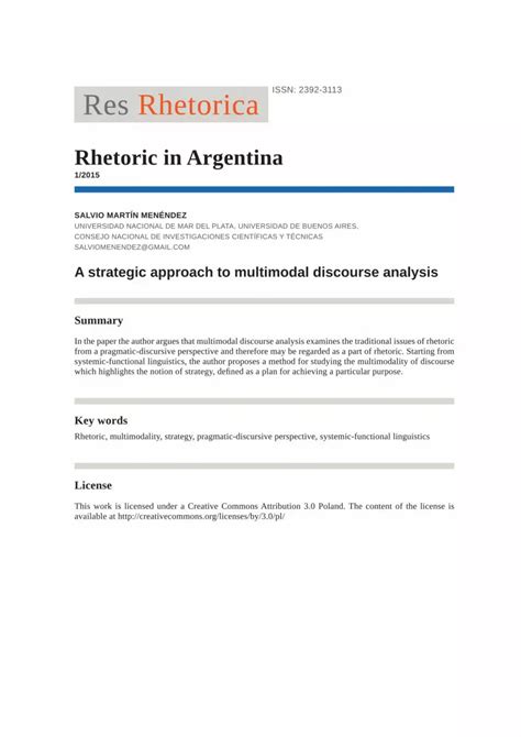 Pdf A Strategic Approach To Multimodal Discourse Analysis Dokumen Tips