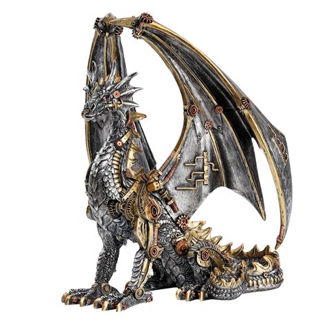 Heinbow Steampunk Dragon Statue Gothic Retro Mechanical Gear Sitting