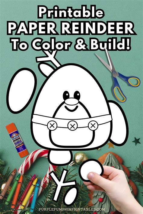 Printable Color Build A Reindeer