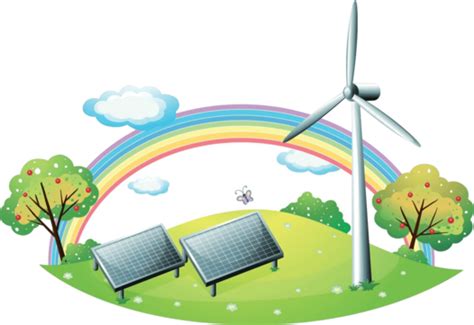 A Windmill And Solar Energy Panels Green White Clipart Vector Green