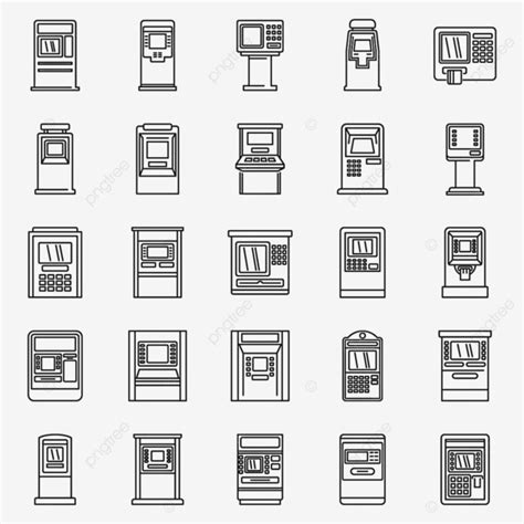 Conjunto De Iconos De Cajero Automático Png Simple Transacción Cliente Png Y Vector Para