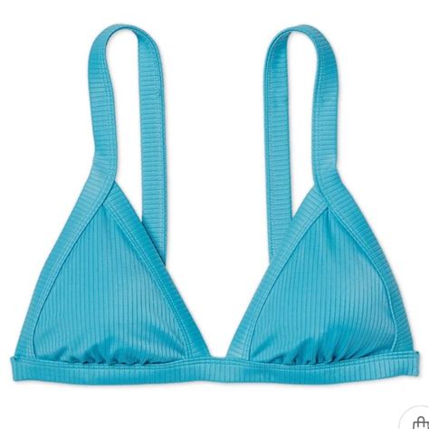 Xhilaration Swim Nwot Xhilaration Ribbed Bikini Top Triangle Teal Poshmark
