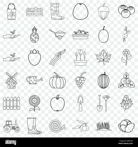 Harvest Icons Set Outline Style Stock Vector Image And Art Alamy