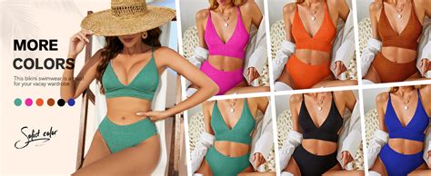 Amazon Zaful Women High Waisted Bikini Set Two Piece Tummy Control Wrap Swimsuit Lace Up