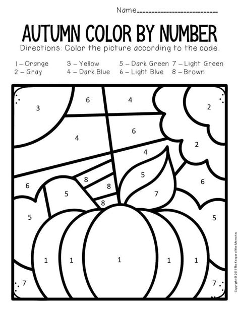 Fall Color By Number Worksheets