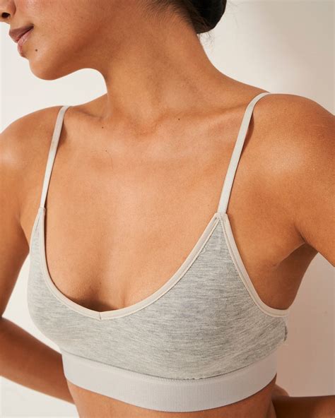 T Shirt Bra Grey Marl Sustainable Tencel Bralette Stripe And Stare Usa