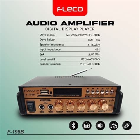 Jual Ampli Fleco F 198B Power Amplifier AC DC Bluetooth USB FM SD Mp3