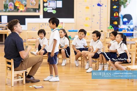 Foreign Teacher Teaching Children English In Classroom High Res Stock