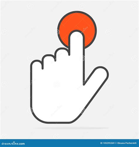 The Hand Clicks On The Button. Cursor Icon Cartoon Vector ...