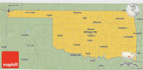 Savanna Style 3d Map Of Oklahoma