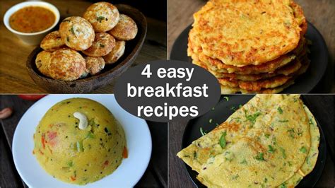 4 Easy Veg Breakfast Recipes Quick And Healthy Breakfast Ideas High Protein Breakfast Youtube