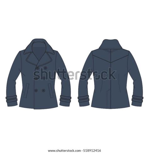 Classic Pea Coat Vector Template Stock Vector Royalty Free 518912416