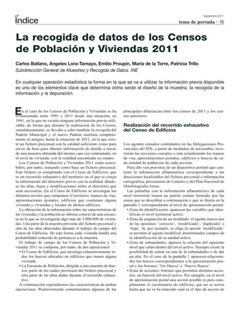 La Recogida De Datos De Los Censos De Poblaci N Y