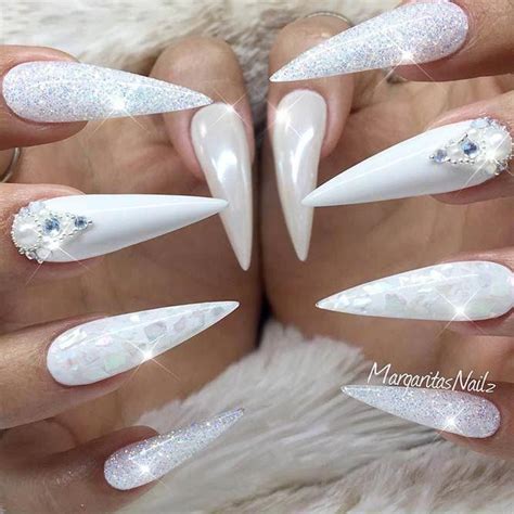 White Stiletto Nail Designs