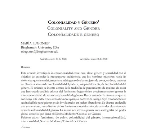 Colonialidad Y G Nero Mar A Lugones Pdf Por El Pan Y Por Las Rosas