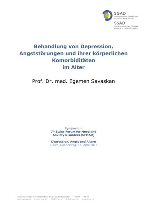 Pdf Behandlung Von Depression Angstst Rungen Und Ihrer