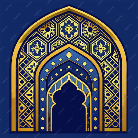 Premium Vector High Detailed Islamic Art Arch In Classic Blue And