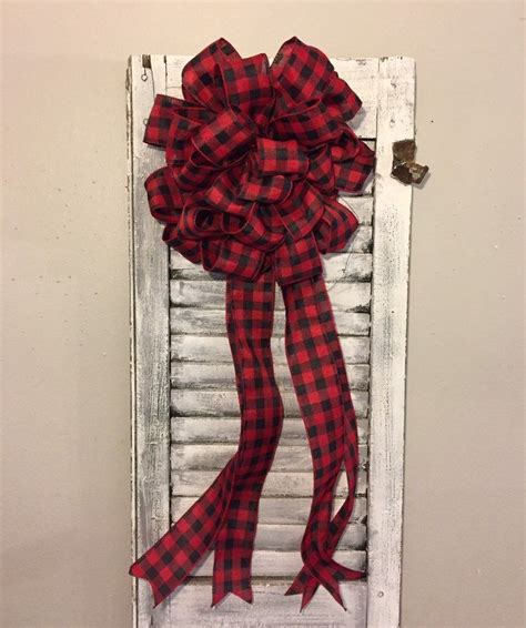 Buffalo Plaid Buffalo Check Bow Tree Topper Christmas Tree Etsy