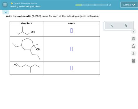 Solved Organic Functional Groups Naming And Drawing Alcoh