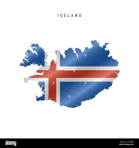 Detailed Waving Flag Map Of Iceland Vector Map With Masked Flag Stock