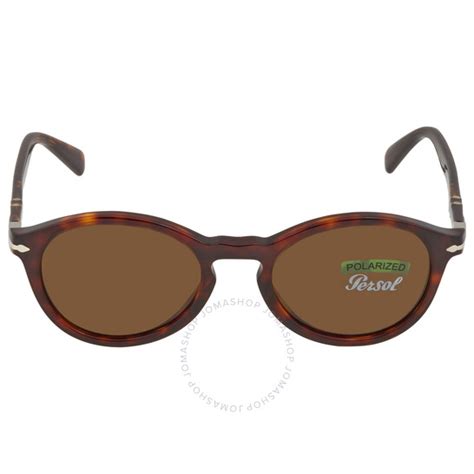 Persol Polarized Brown Oval Unisex Sunglasses Po3237s 2457 49