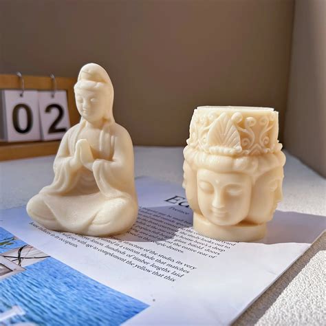 Yeni Guanyin Buda Silikon Mum Kal P DIY Buda Heykeli Tam Serisi Silikon