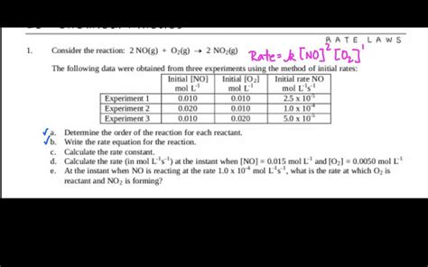 Ap Chemkineticsrate Law Problem 1 Youtube