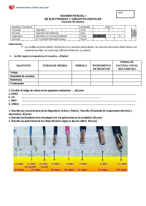 A Iii Electr Nica Y Circuitos Digitales Nota Examen Parcial I De