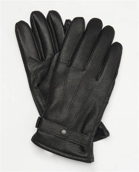 Barbour Gloves Burnished Leather Thinsulate In Black