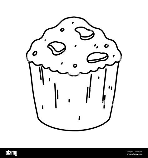 Muffin In Hand Drawn Doodle Style Vector Illustration Isolated On