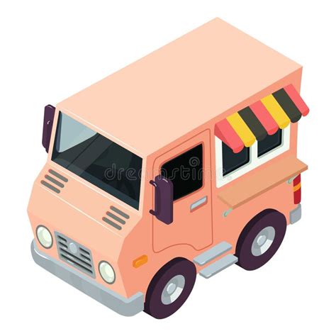 Street Food Icon Isometric Vector Traditional Retro Pink Street Food