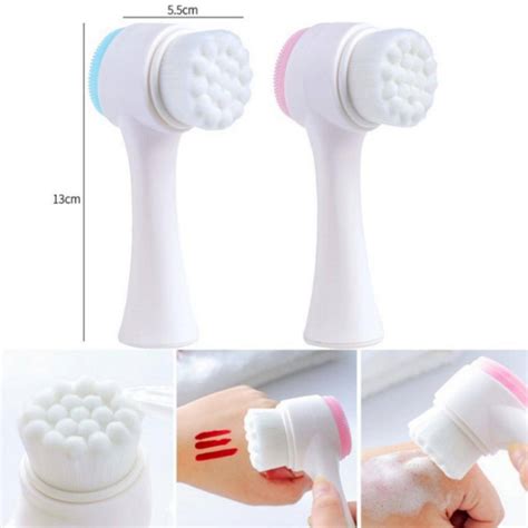 1pc Silica Gel Facial Cleansing Brush Double Sided Facial Cleanser