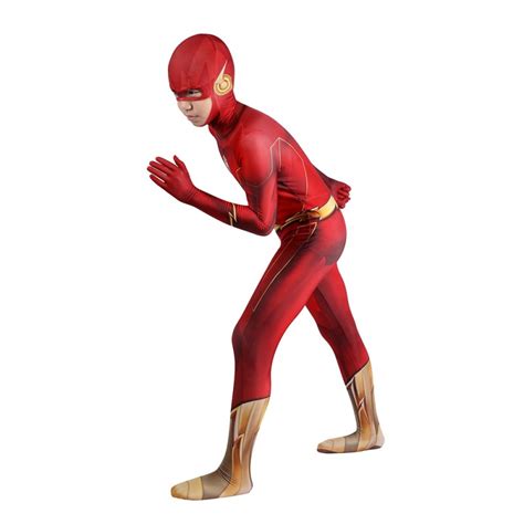 Kids The Flash season 8 Cosplay Costume Barry Allen Jumpsuit