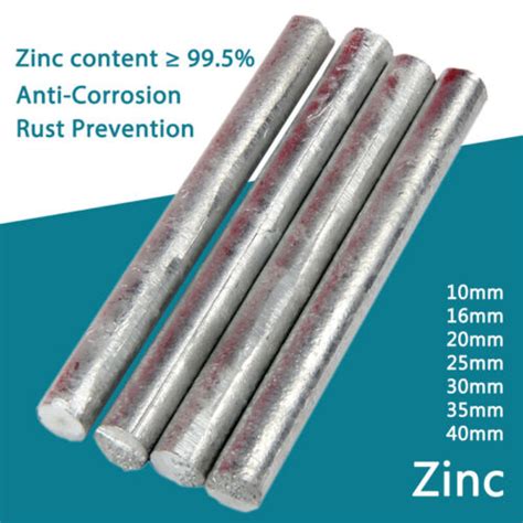 Marine Pure Zinc Solid Round Rods Zinc Electrode Sacrificial Anode Bar