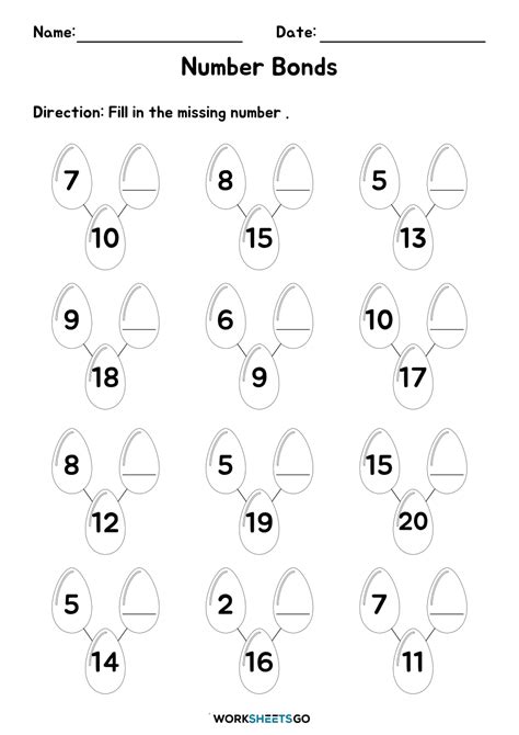 Number Bonds Worksheets For Grade 1