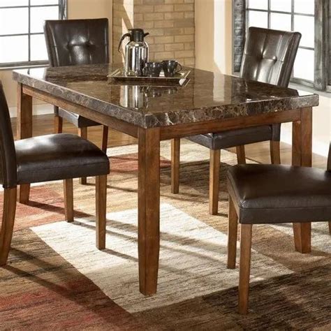 Wooden Rectangular Marble Top Dining Table Seater At Rs Set In