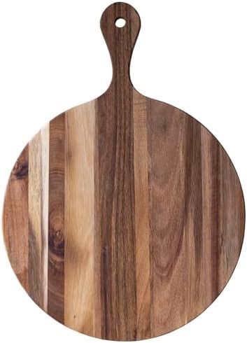 Samhita Round Acacia Wood Cutting Board With Handle For Chopping And