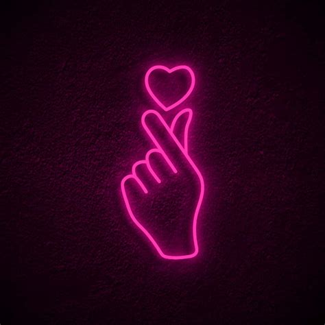 Lumoonosity Finger Heart Neon Signs Premium K Pop Heart Hand Led Sign Pink Warm White K Drama