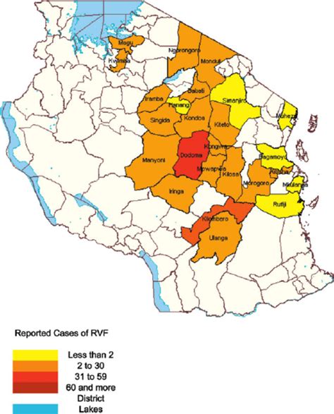 Map Of Tanzania Showing The Districts That Reported The Rift Valley