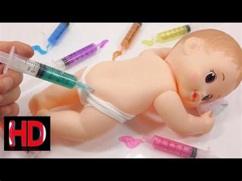 Bebê boneca banho tempo DIY médico seringa lodo inglês aprendem