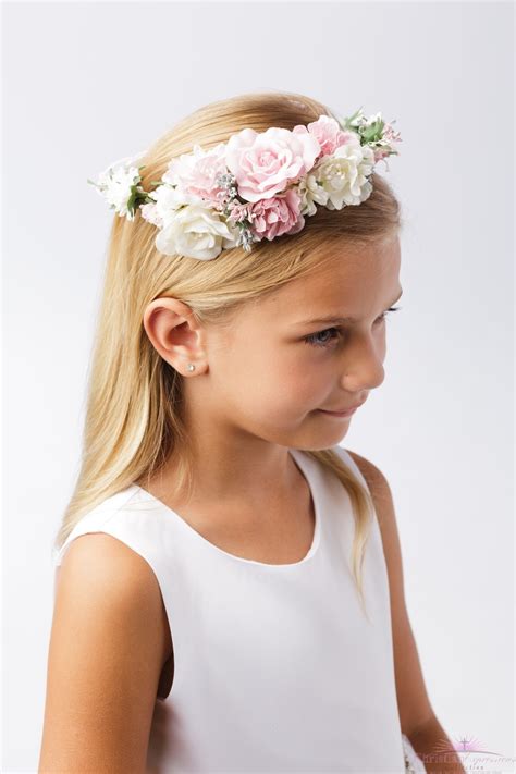 First Communion Floral Crown Wreath Headpiece With Large Flowers Buy